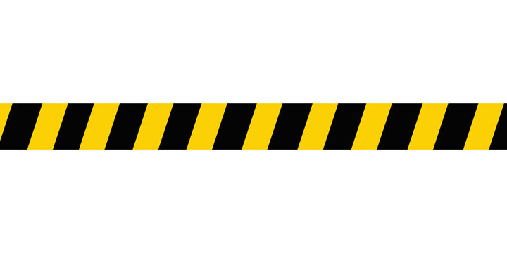 Yellow Black Caution Stripe Border Tape Isolated on Transparent Background