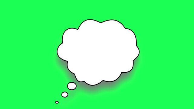 Blank white thought bubble isolated on a bright green background