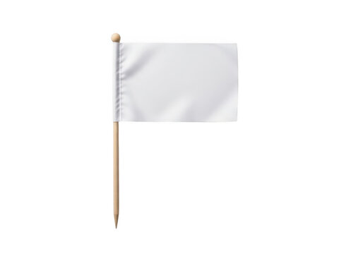 Simple white flag waving on a wooden stick