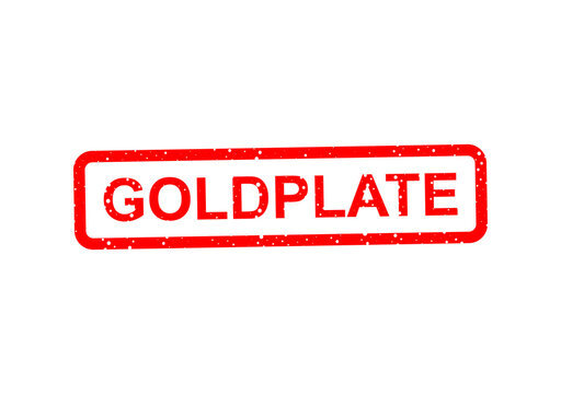 Red vintage goldplate stamp with bold lettering illustration