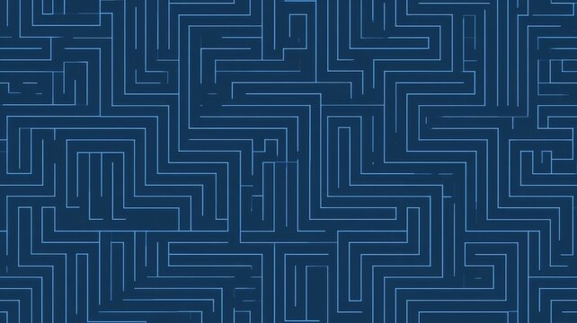 Abstract geometric labyrinth pattern with intricate blue lines for digital background and modern graphic design texture projects.