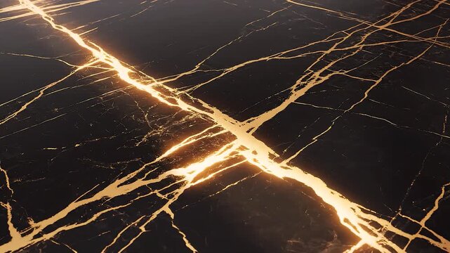 Gold Veined Black Marble Texture: A luxurious close-up reveals the intricate beauty of black marble, its surface interlaced with shimmering veins of pure gold, creating a stunning visual texture.