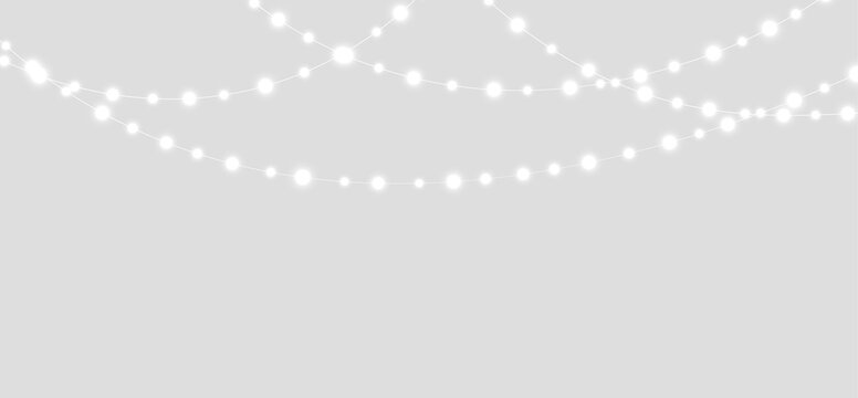 Transparent PNG magical Christmas illumination with warm string lights and sparkling festive border for premium vector illustration background.