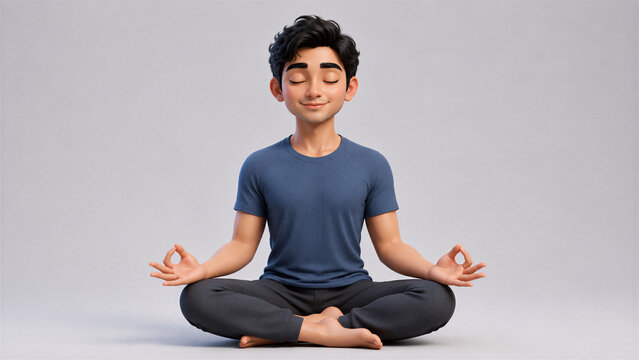 Mindfulness Meditation and Relaxation 3D Male Character Illustration