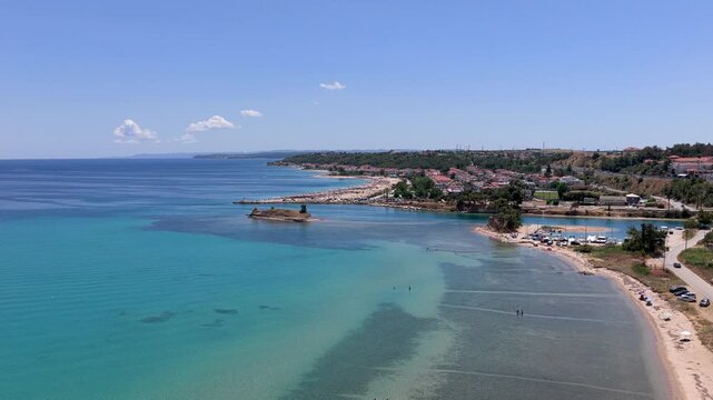 Nea Poteidaia coastline showing turquoise waters sandy beaches