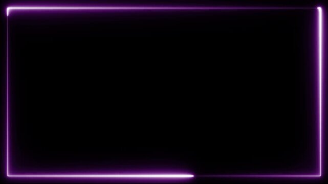 ピンクのネオンフレーム 左回りシームレスループ 黒背景 / Purple neon frame counter-clockwise seamless loop on black background