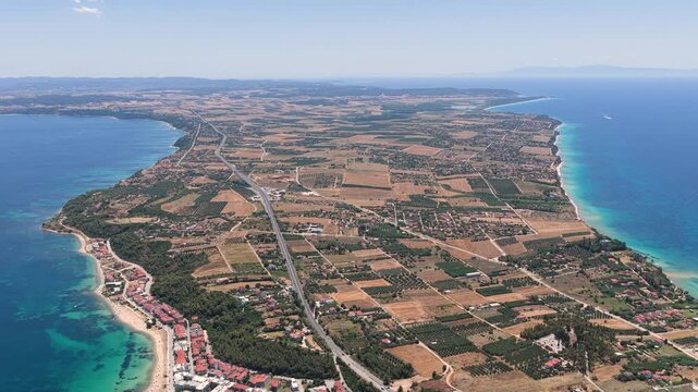 Kassandra Peninsula coastline and agricultural landscape