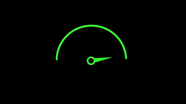 Animation video of speed meter and performance meter isolated on black background.	