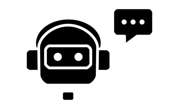AIアシスタントと会話するチャットサポートのシンプルアイコン