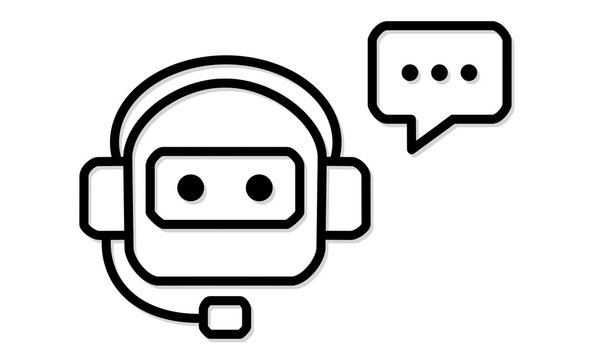 AIアシスタントと会話するチャットサポートのシンプルアイコン