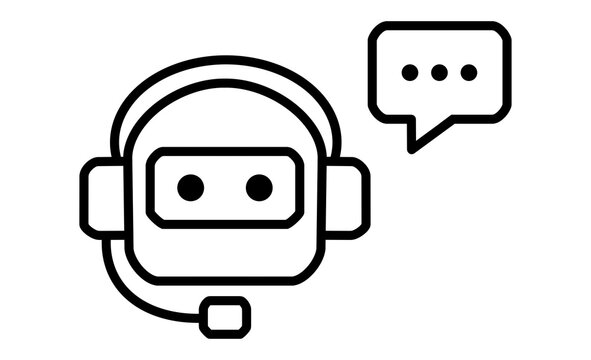 AIアシスタントと会話するチャットサポートのシンプルアイコン