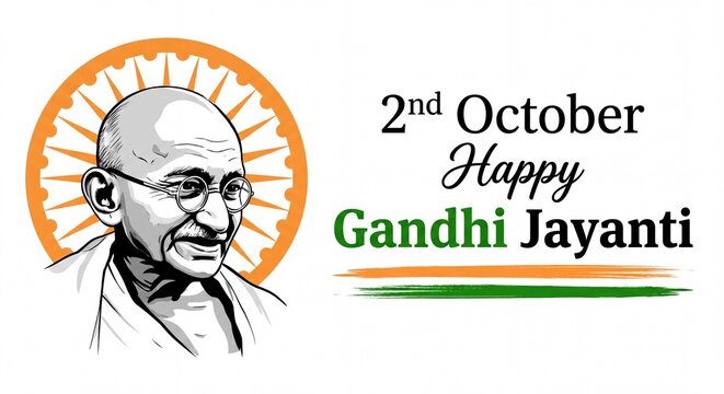 October mahatma Gandhi Jayanti Birthday Celebration with Hindi text Gandhi. Vector illustration