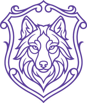 Luxury Wolf Head Shield Illustration Creative Design Template 