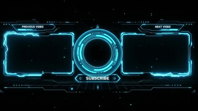 Futuristic HUD YouTube end screen subscribe button animation