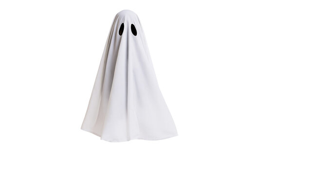 White ghost costume with black eyes