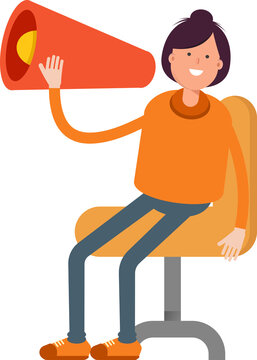 Girl Character and Megaphone
