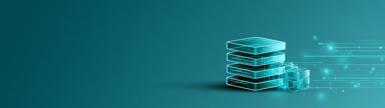 Futuristic data storage concept cloud based erp platform and automation integration for business transformation