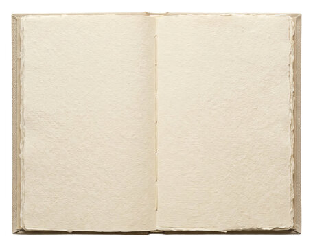 Open Blank Aged Notebook Pages Ready for Writing.