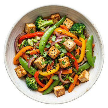 Healthy Tofu and Vegetable Stir Fry Bowl.