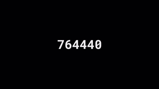 Digital Number Counter Animation with Glowing LED Cyan Digits Counting Up on Black Background