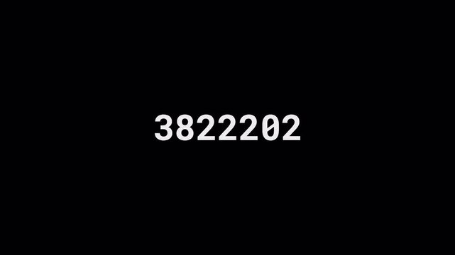 Digital Number Counter Animation with Glowing LED Cyan Digits Counting Up on Black Background