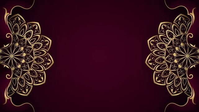 Motion graphic, gold mandala ornamental layout