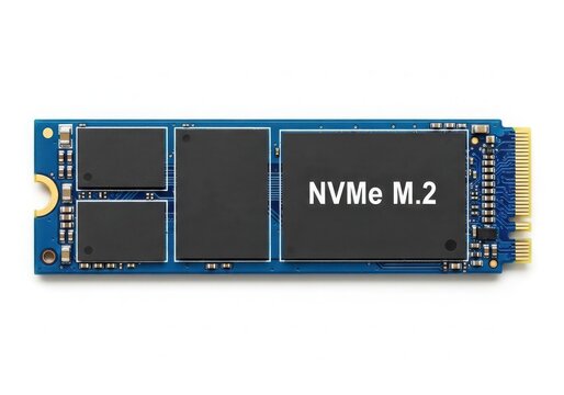 Nvme m.2 ssd storage module close-up view isolated on white background