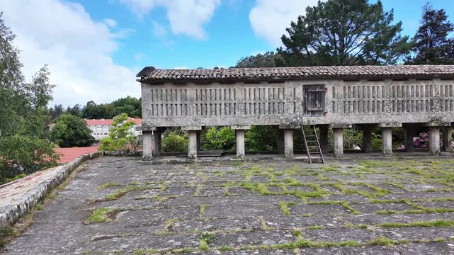 Rural architectural h&oacute;rreo granary heritage at Pazo de Louriz&aacute;n in Pontevedra Galicia Spain