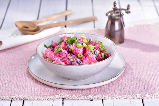 Beetroot, potato and bean salad