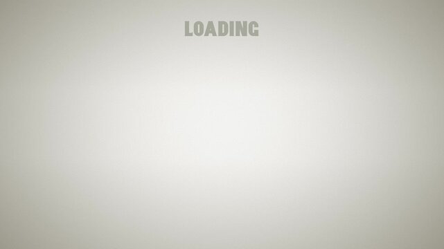 Retro loading spinner with embossed gradient circles rotating around a pulsing center beneath bold text, creating a seamless monochrome animation loop that represents visual progress