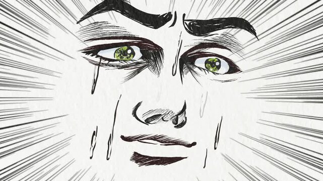 青年誌主人公風濃い顔のイケメンが大汗をかいて戸惑って吃るアニメ