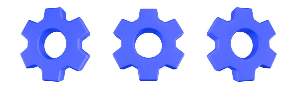 3d gear icon with a central circular cutout