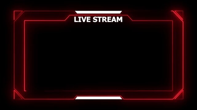 futuristic neon red gaming stream frame overlay with hud elements.4k animation motion graphic video..