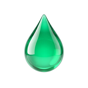 Glowing green liquid tear drop 3d, png