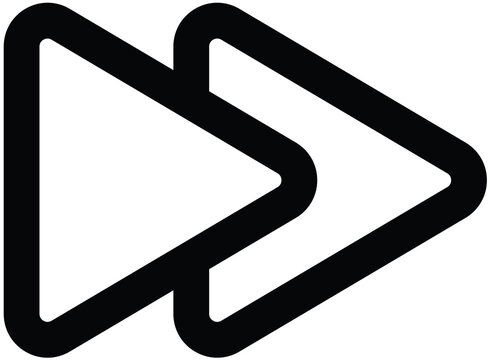 Fast Forward Arrow Icon with Double Right Pointer Symbol Isolated on Transparent Background PNG Media Player UI Control
