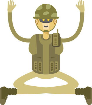 Robot Soldier Character Sitting Illustration

