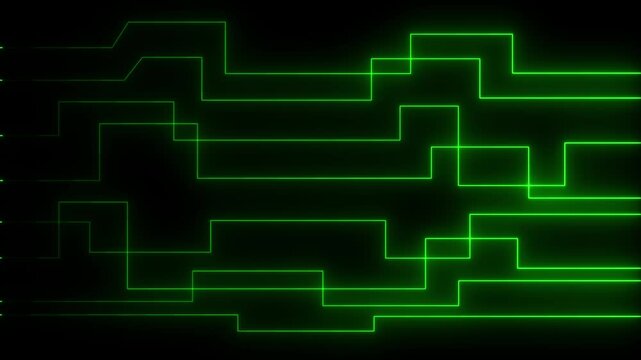 Abstract circuit board icon glowing neon lines. simple logotype icon concept. Close-up of computer processors technology concept black background.4k animation motion graphics video.