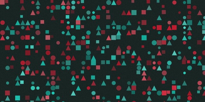Minimalist geometric icons pattern on dark background with symbols.