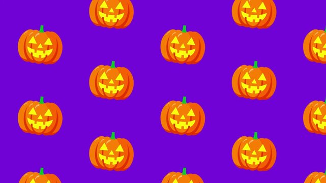 Halloween Jack O Lantern Pumpkin Seamless Pattern Looping Background Animation