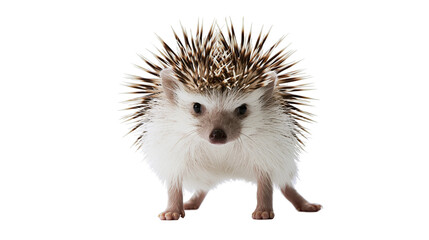 African pygmy hedgehog with spiky quills and white fur © Motruc