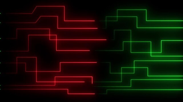 Abstract circuit board icon glowing neon lines. simple logotype icon concept. Close-up of computer processors technology concept black background.4k animation motion graphics video.