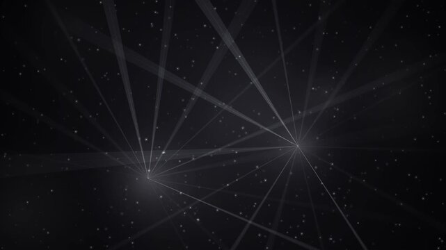 Dynamic Abstract Light Rays Bursting From Center in Dark Digital Space for Technology Concepts