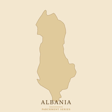 Albania map silhouette against a pale beige background a geographical representation in a parchment style geography cartography country nation balkan peninsula