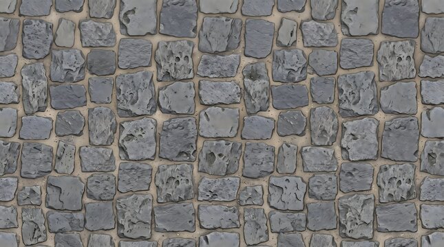 Close-up of weathered cobblestone pavement texture