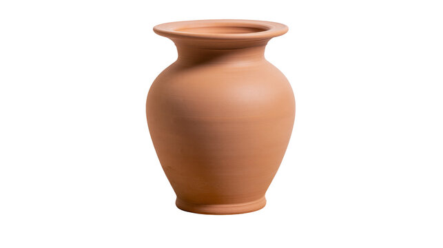 Terracotta amphora vase with wide rim and rounded body