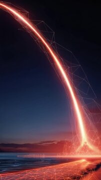 Abstract energy beam in a futuristic digital network, glowing with intense red and orange hues. ..Created with Generative AI, not depicting real subjects.