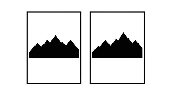Two abstract black mountain silhouettes side by side.