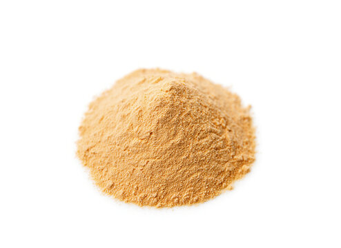 Heap of maca powder isolated on white