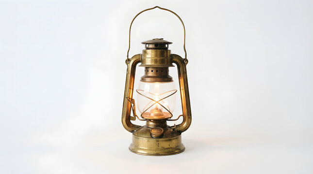 Vintage brass oil lantern with chimney