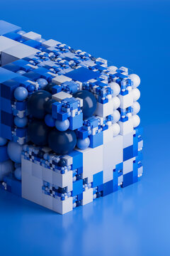 3D Colorful Cube Pattern Arrangement